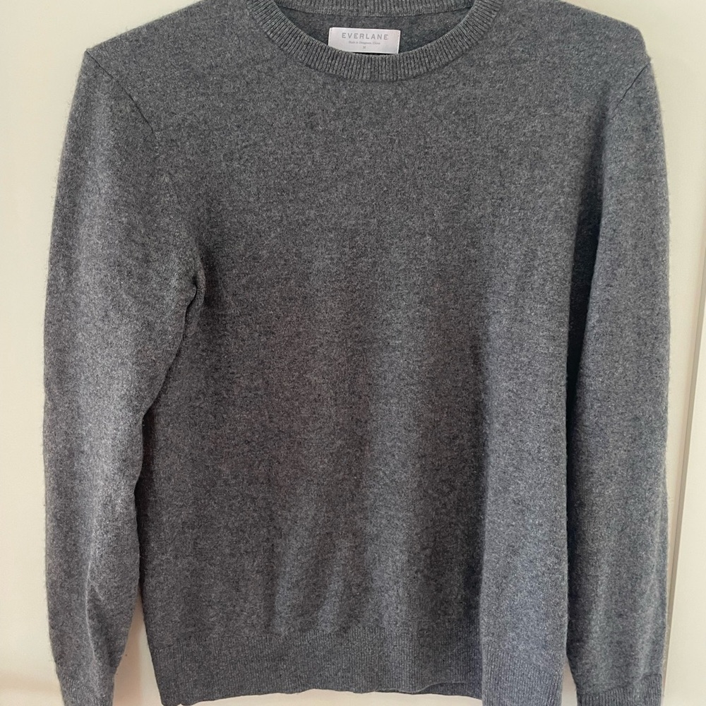 Everlane Gray Crewneck Sweater with Ribbed Details
